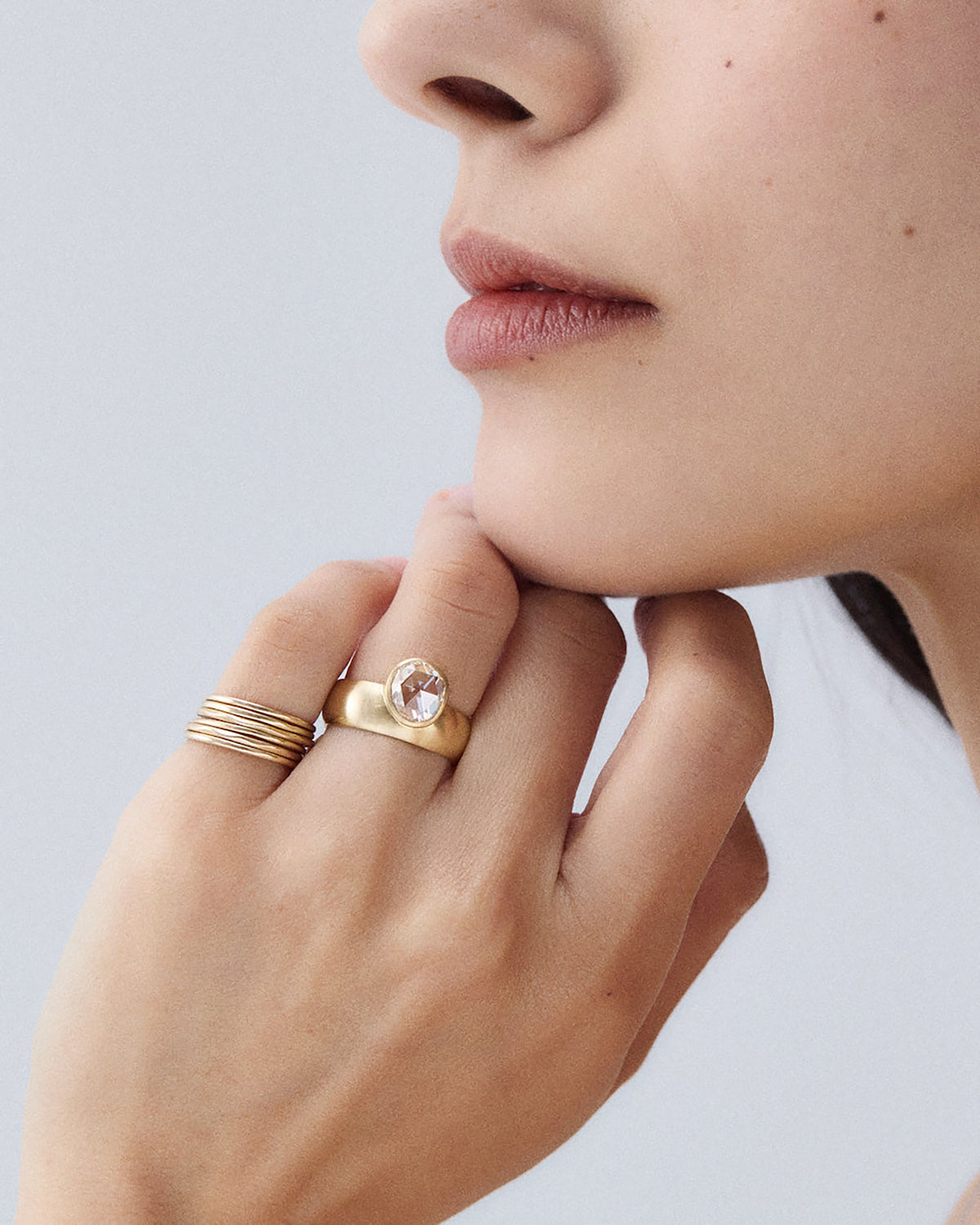 Antique Rose Cut Diamond Monolith Ring