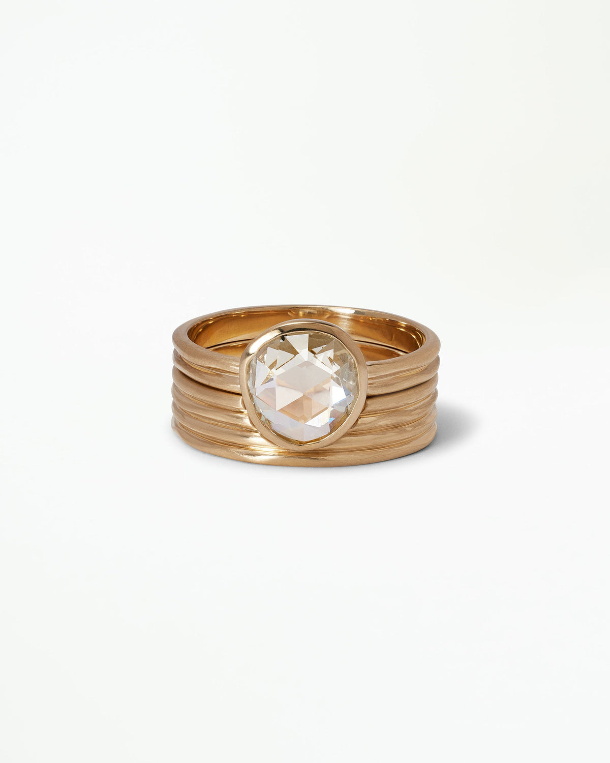 Antique Rose Cut Diamond Ridge Ring Set