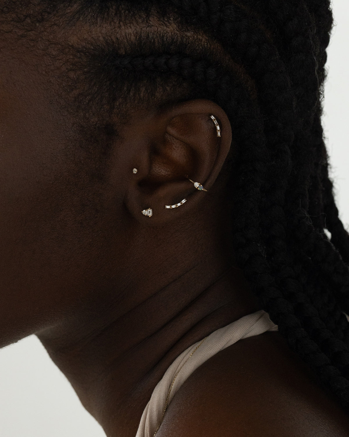 Baguette Cut Diamond Arc Flat Back Earring