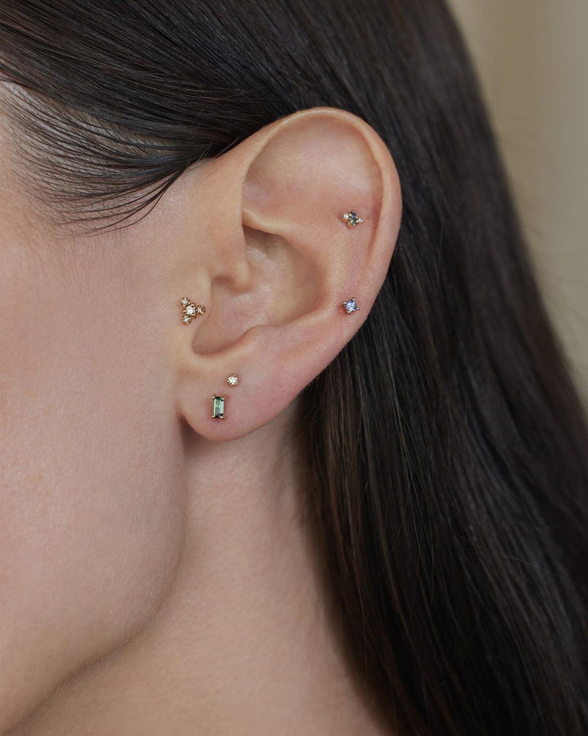 Baguette Cut Tourmaline Stud Earring