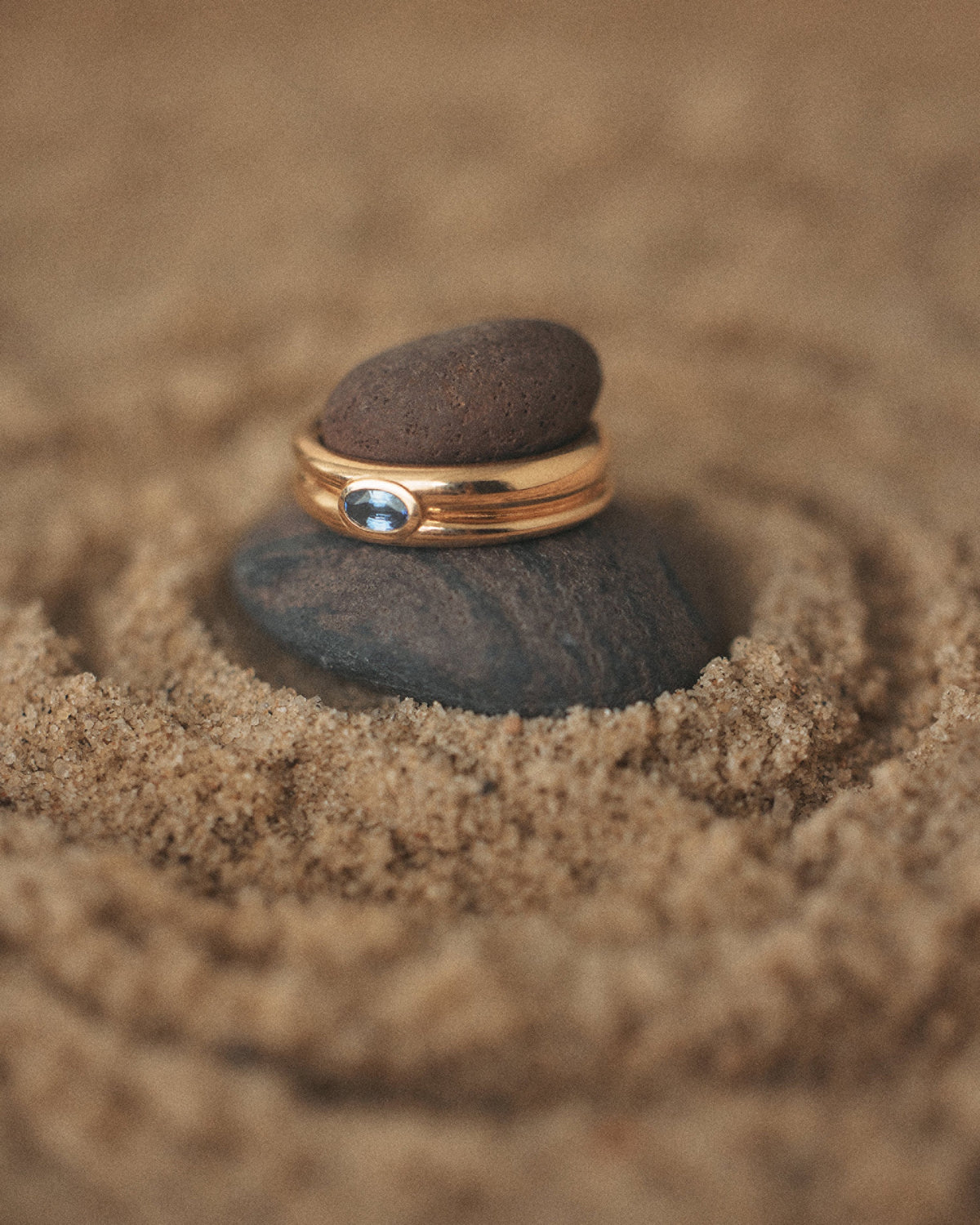 Blue Sapphire Spiral Ring
