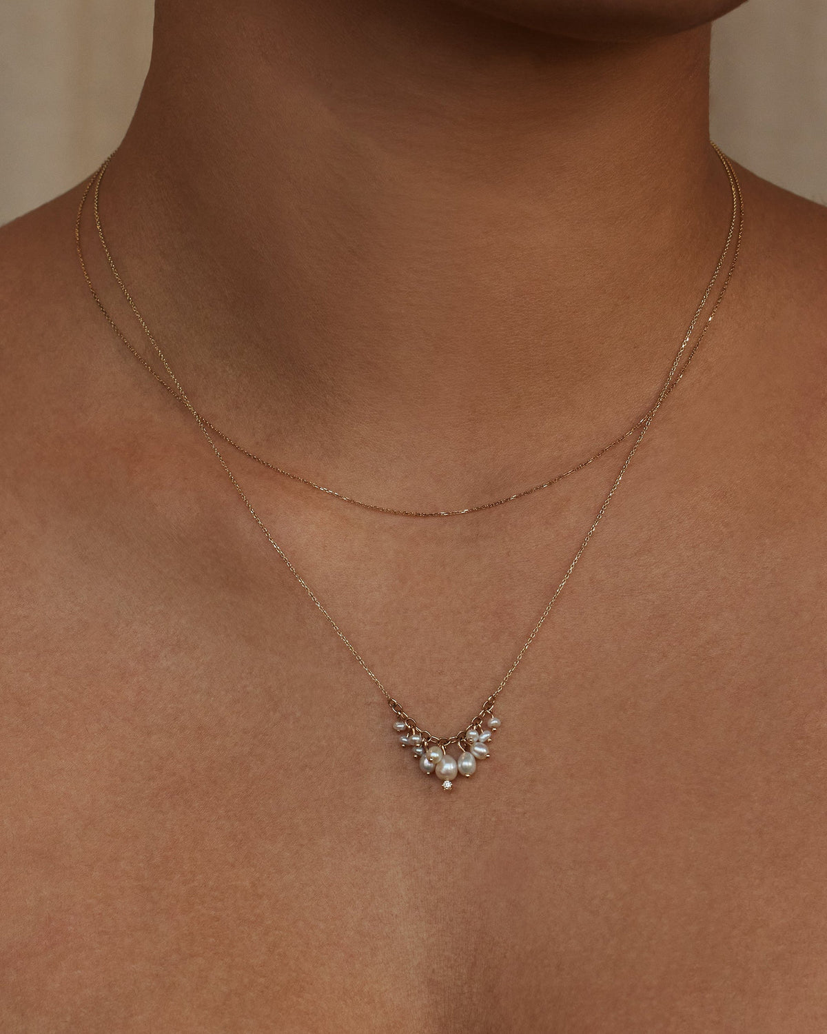 Diamond and Pearl Shadow Necklace