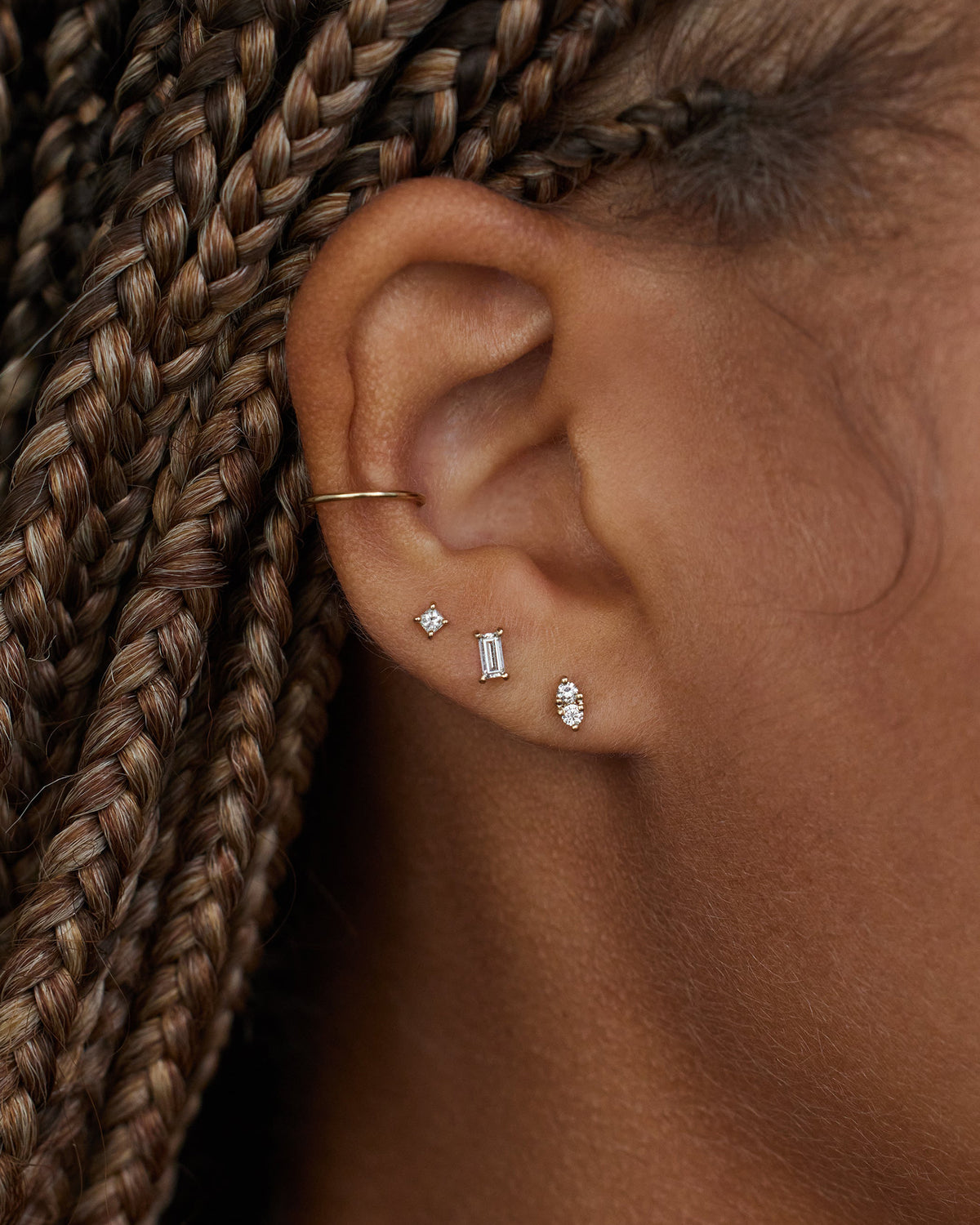 Diamond Two-Step Flat Back Earring