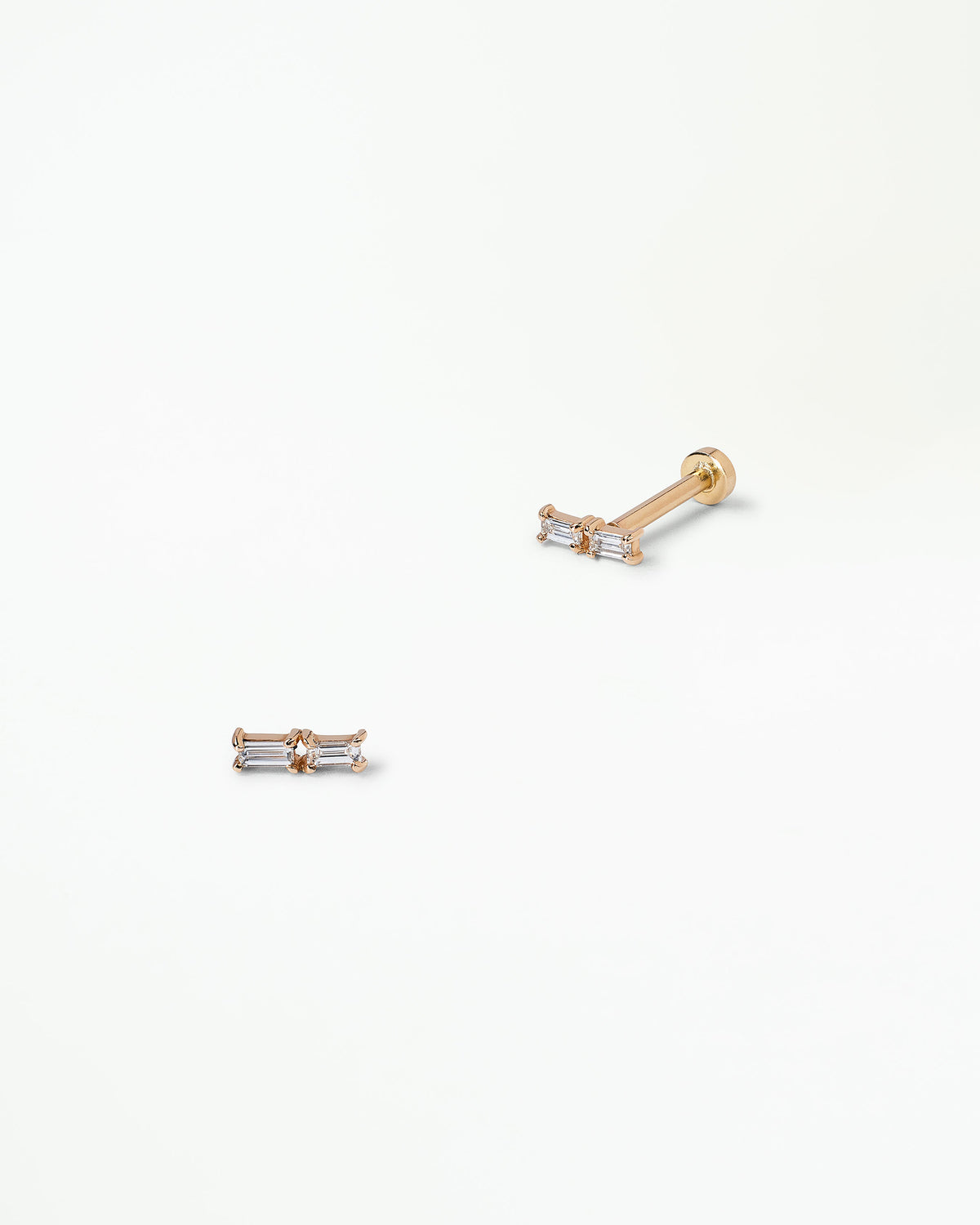 Duo Baguette Cut Diamond Flat Back Earring