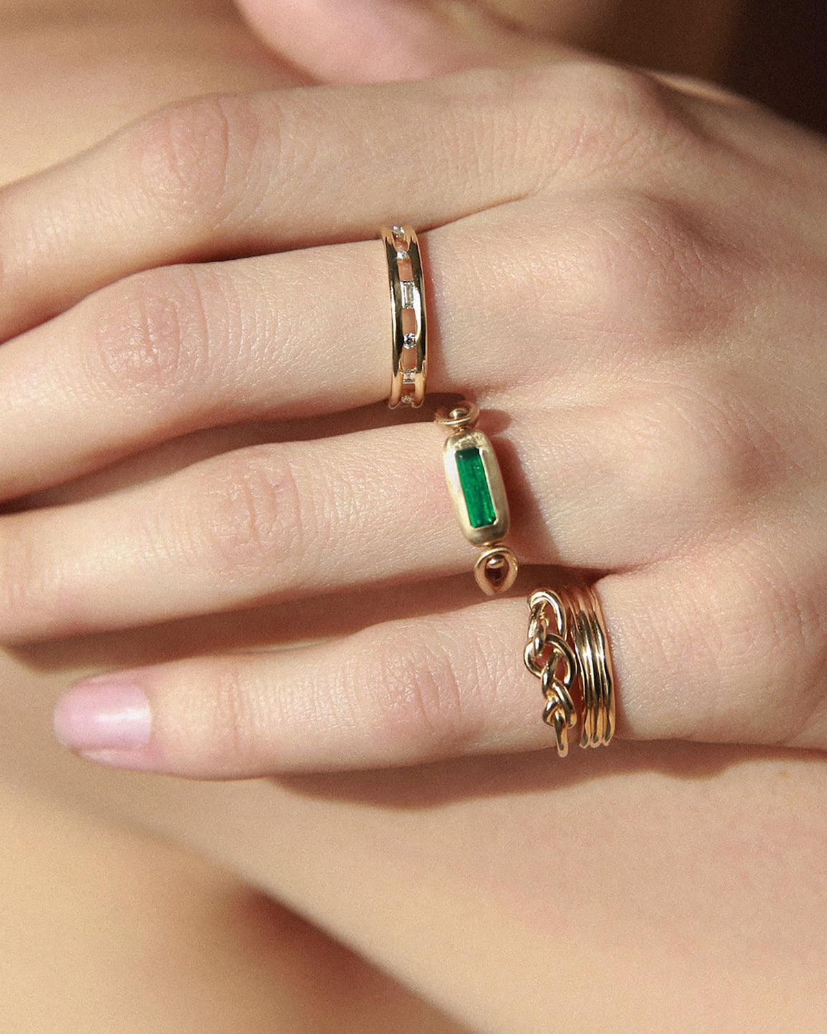 Elongated Emerald Tempo Ring No. 3