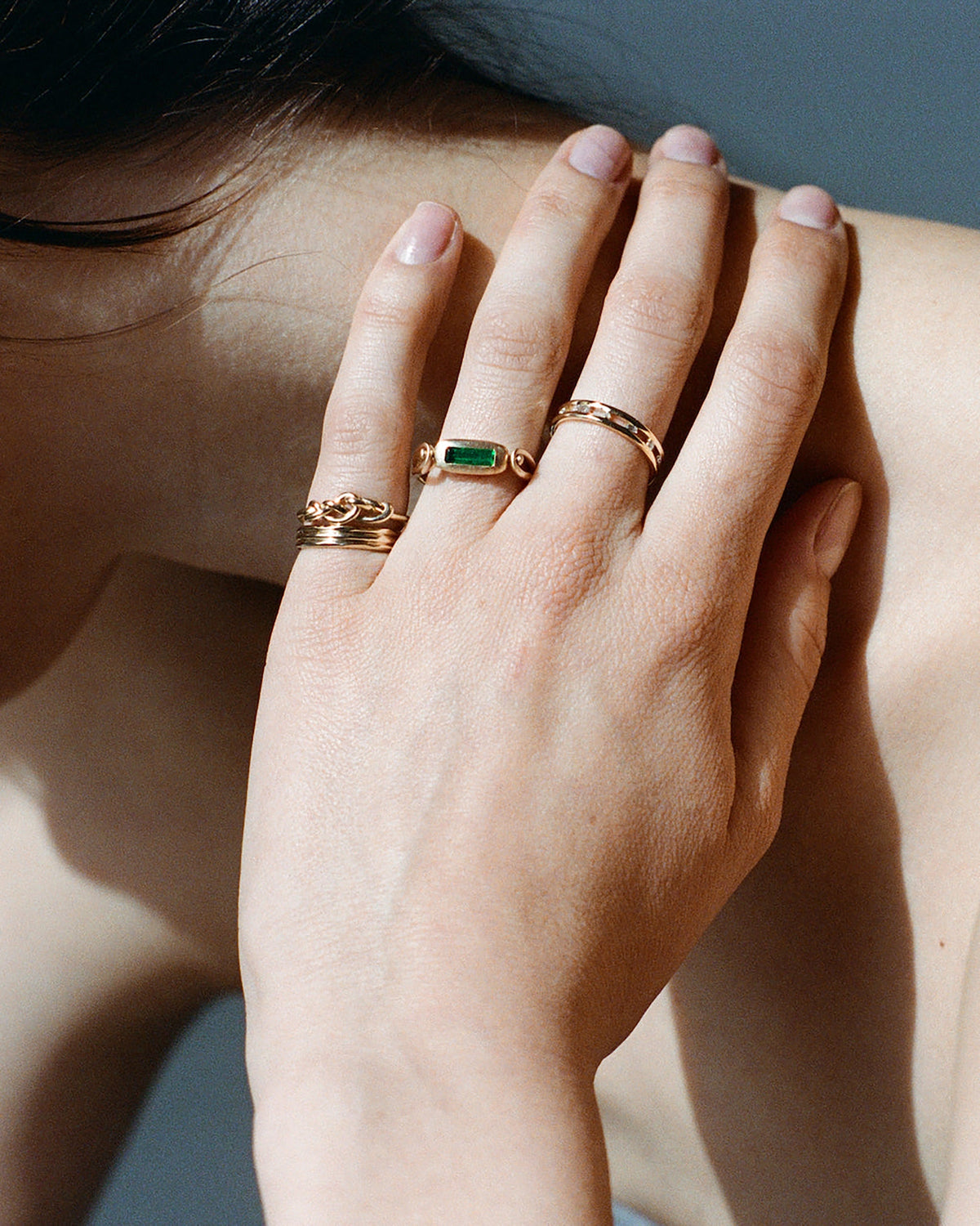 Elongated Emerald Tempo Ring No. 3