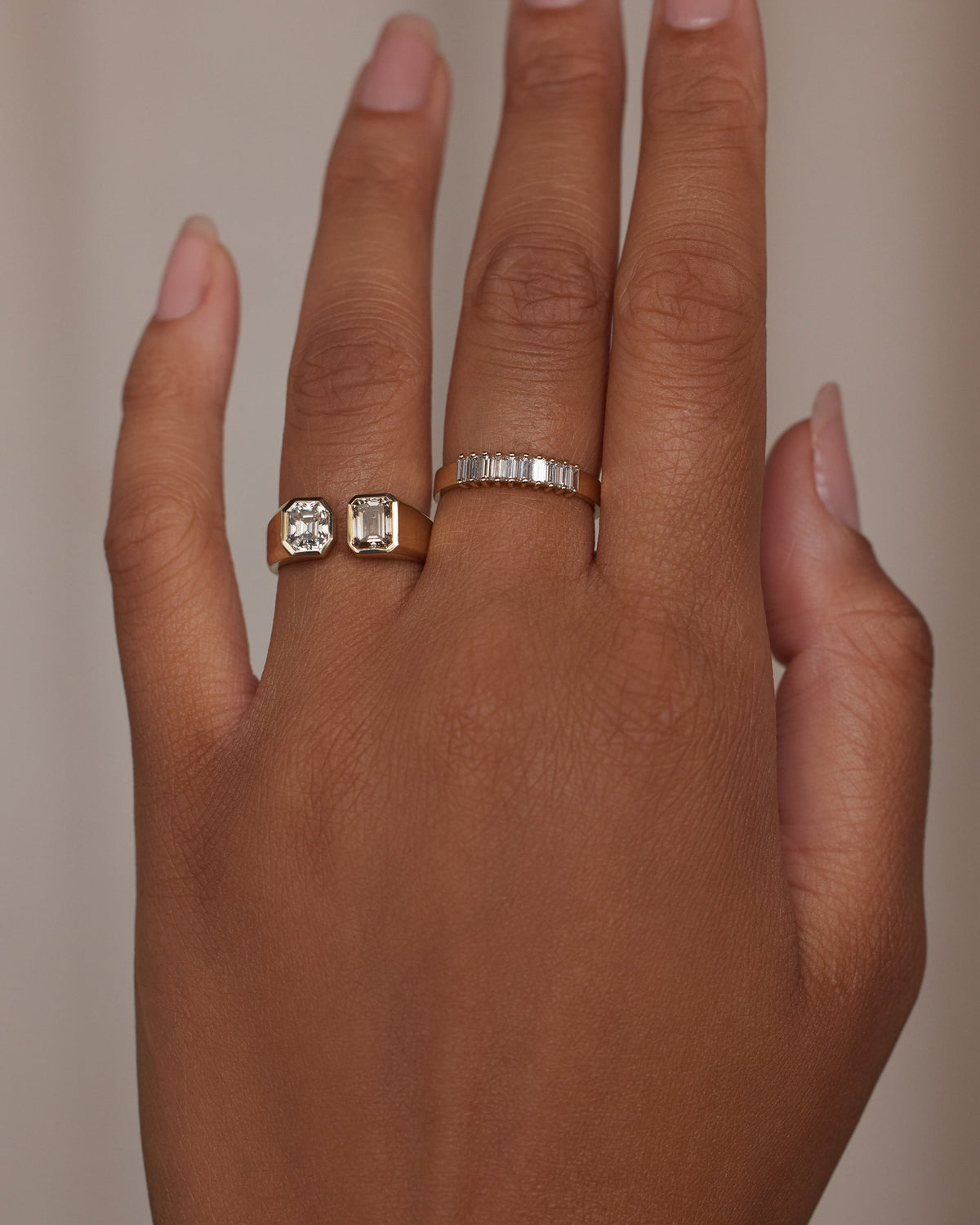 Emerald Cut Diamond Dyad Signet Ring No. 20