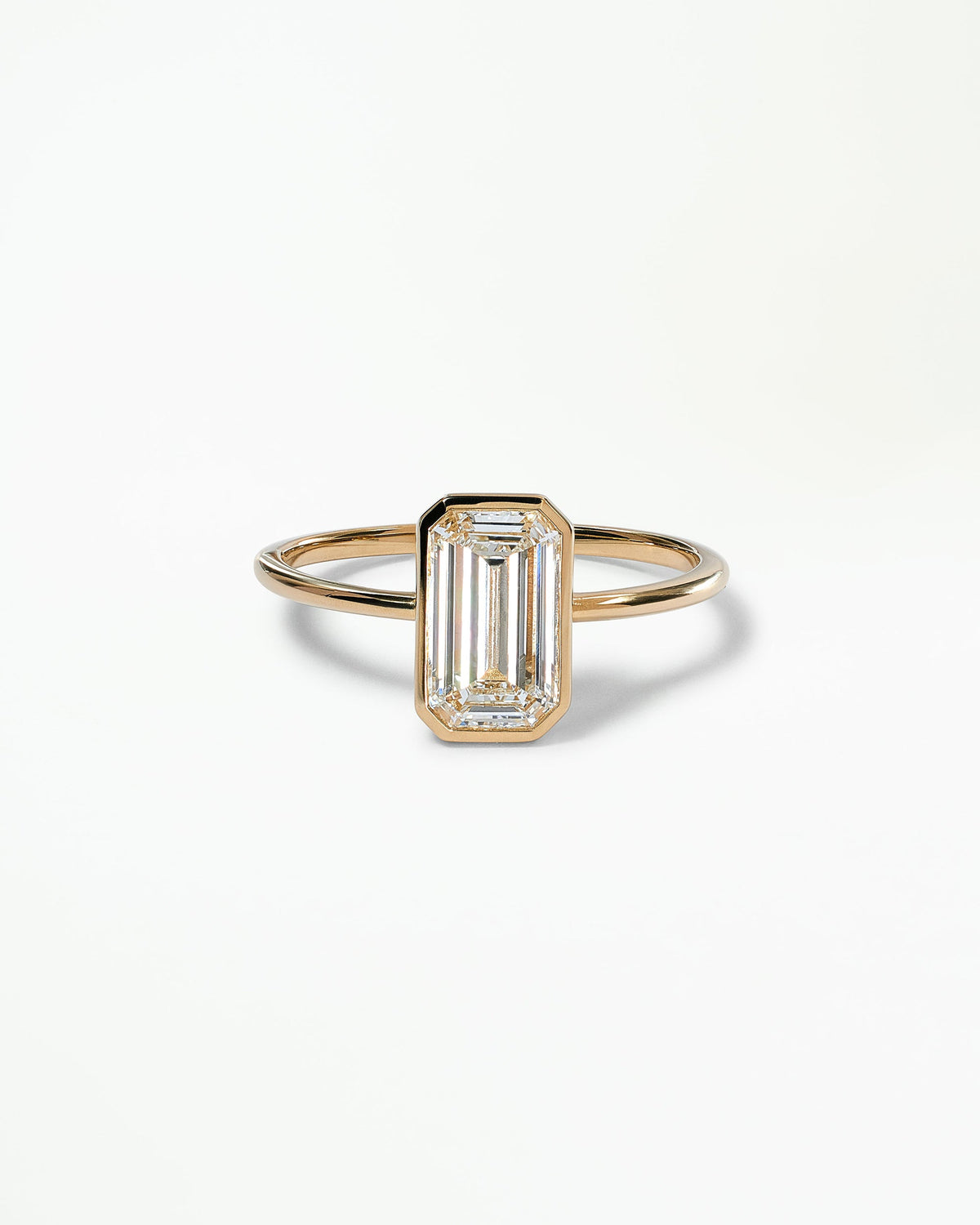 Emerald Cut Diamond Ridge Ring Set