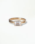 Emerald Cut Diamond Ridge Solitaire Ring
