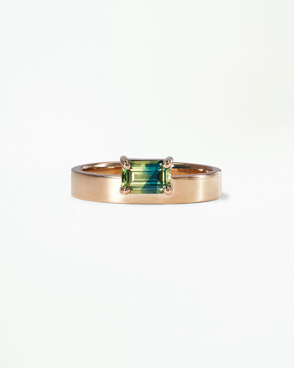 Horizontal Emerald Cut Gemstone Monolith Ring