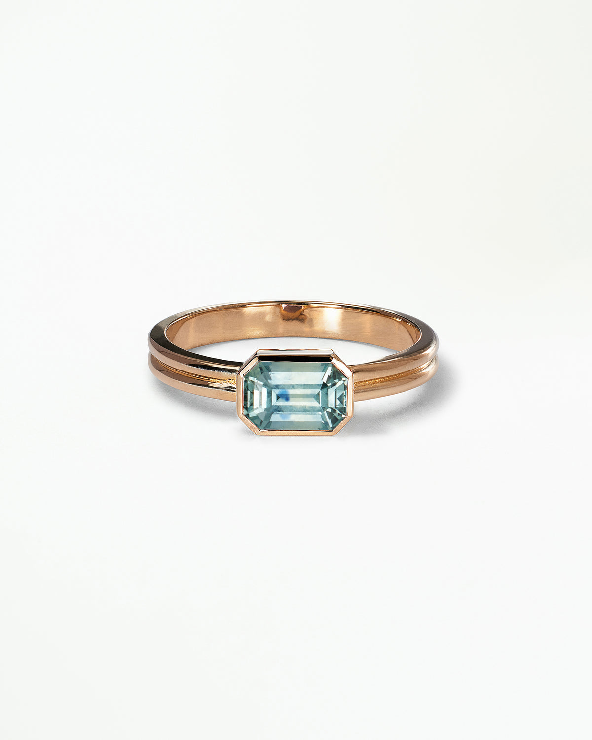 Emerald Cut Gemstone Ridge Solitaire Ring