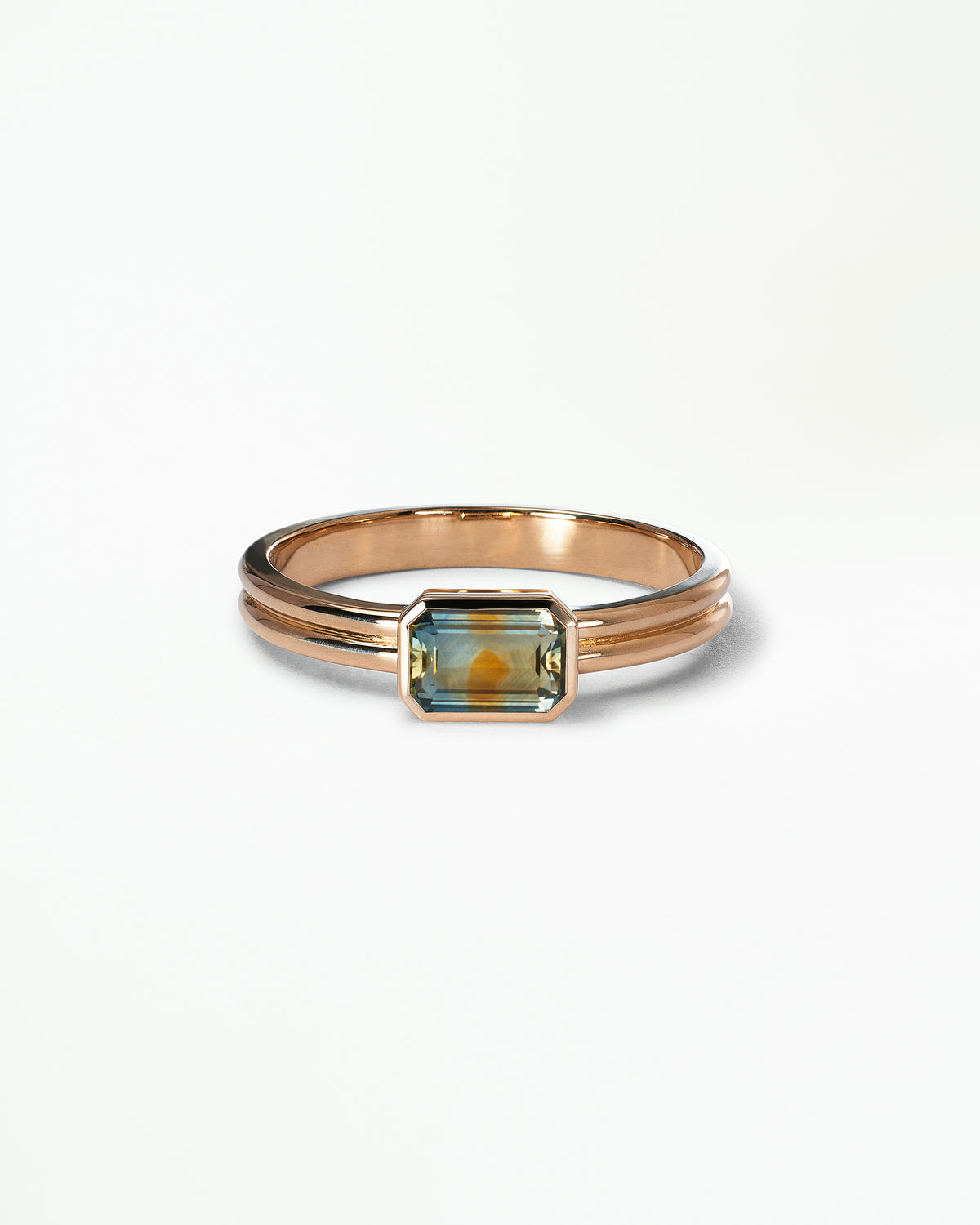 Emerald Cut Gemstone Ridge Solitaire Ring