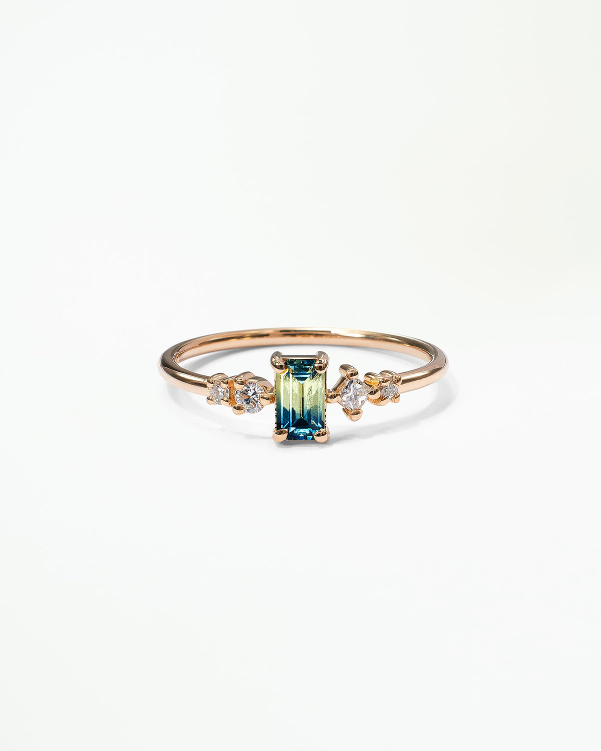 Emerald Cut Sapphire and Diamond Mosaic Ring No. 37