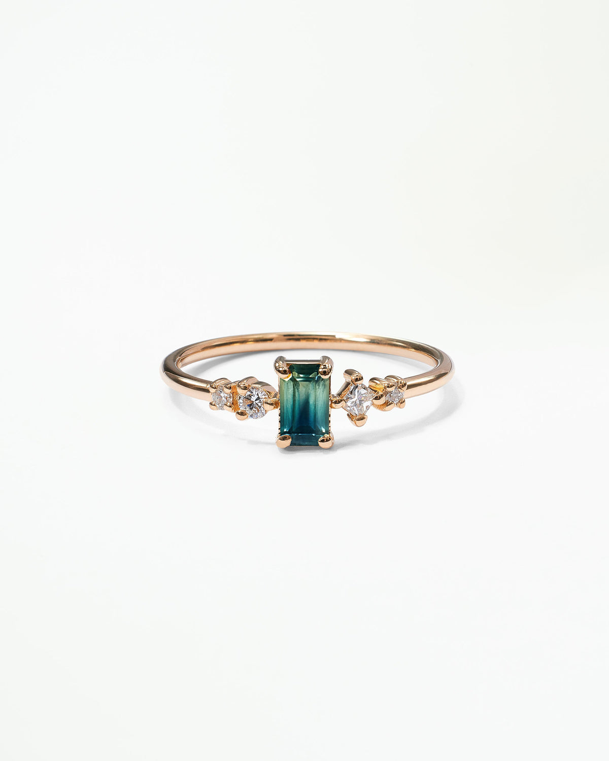 Emerald Cut Sapphire and Diamond Mosaic Ring No. 37