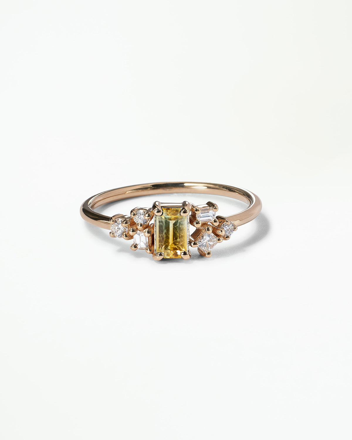 Emerald Cut Sapphire and Diamond Mosaic Ring No. 38