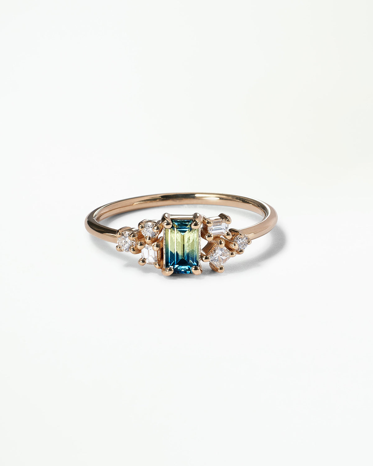 Emerald Cut Sapphire and Diamond Mosaic Ring No. 38