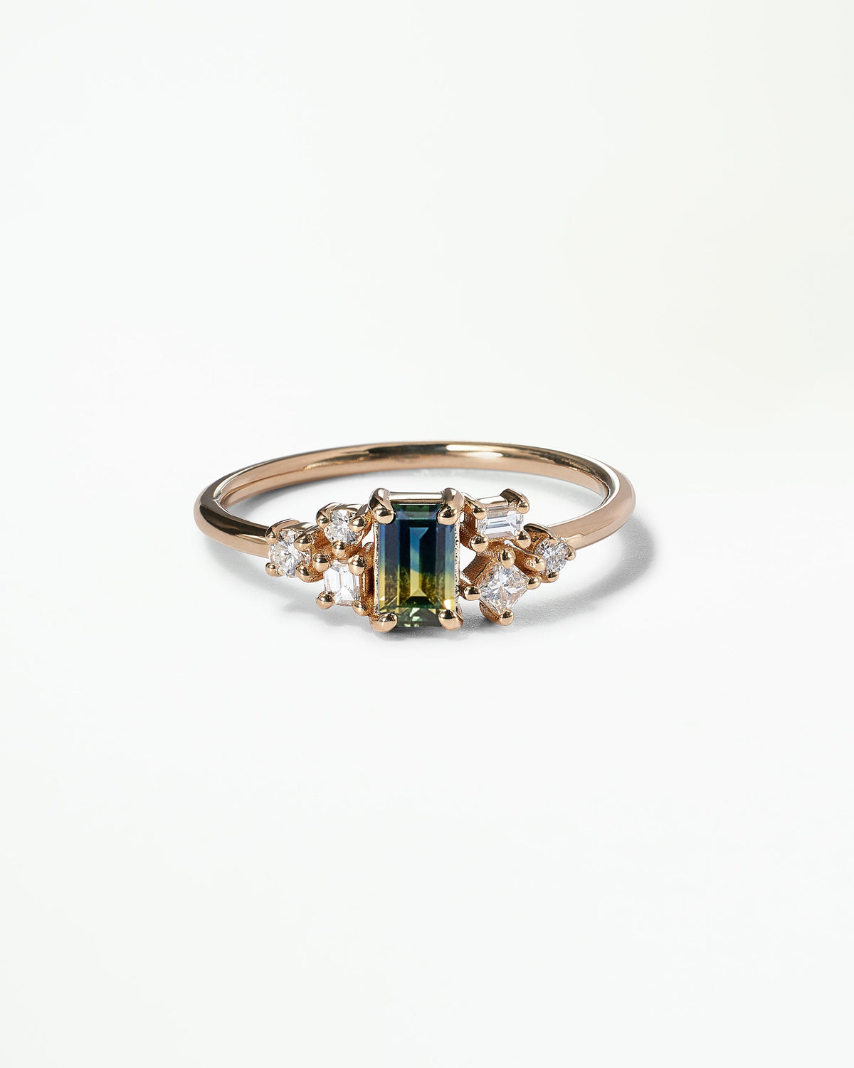 Emerald Cut Sapphire and Diamond Mosaic Ring No. 38
