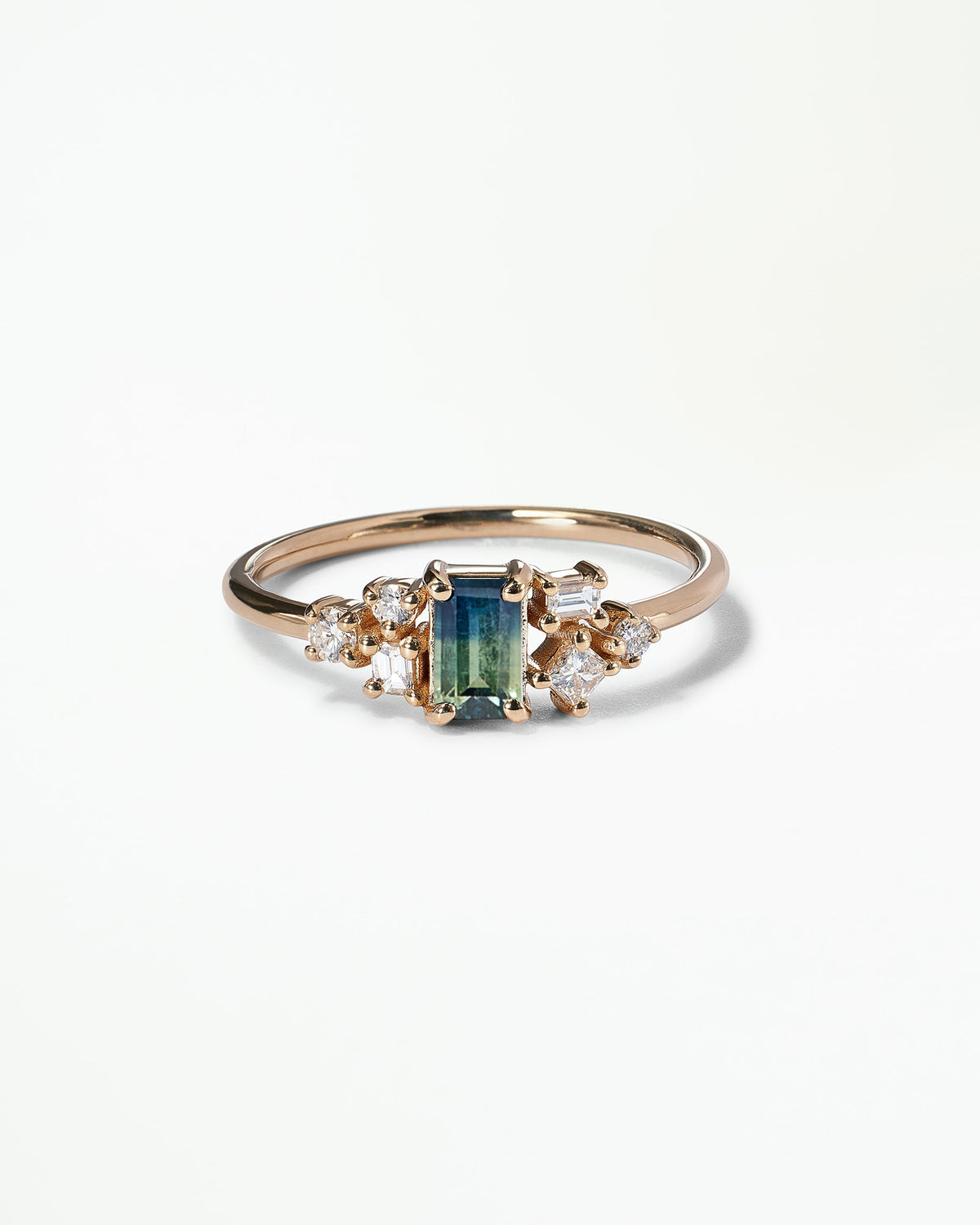 Emerald Cut Sapphire and Diamond Mosaic Ring No. 38