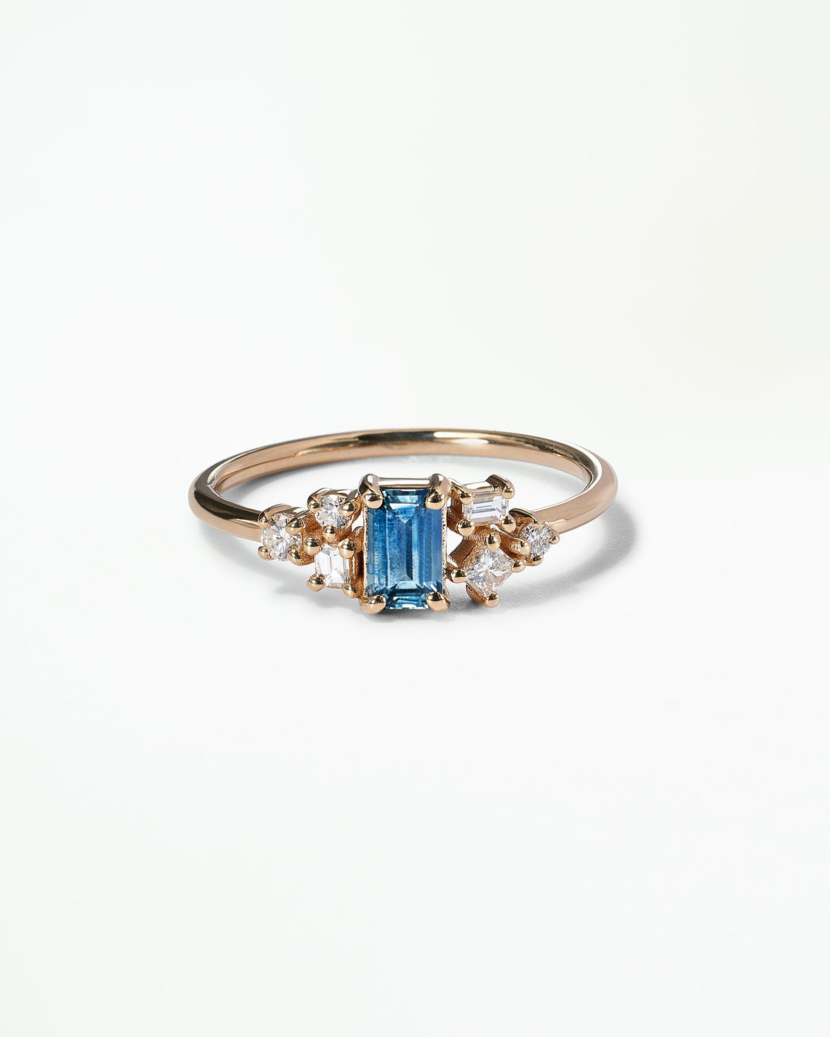 Emerald Cut Sapphire and Diamond Mosaic Ring No. 38