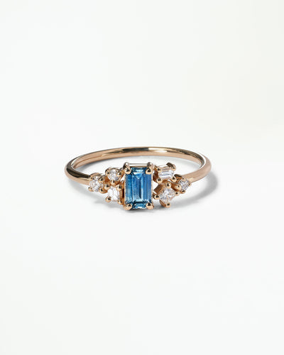 Emerald Cut Sapphire and Diamond Mosaic Ring No. 38