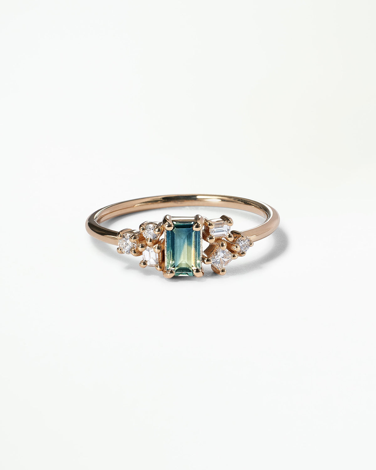 Emerald Cut Sapphire and Diamond Mosaic Ring No. 38