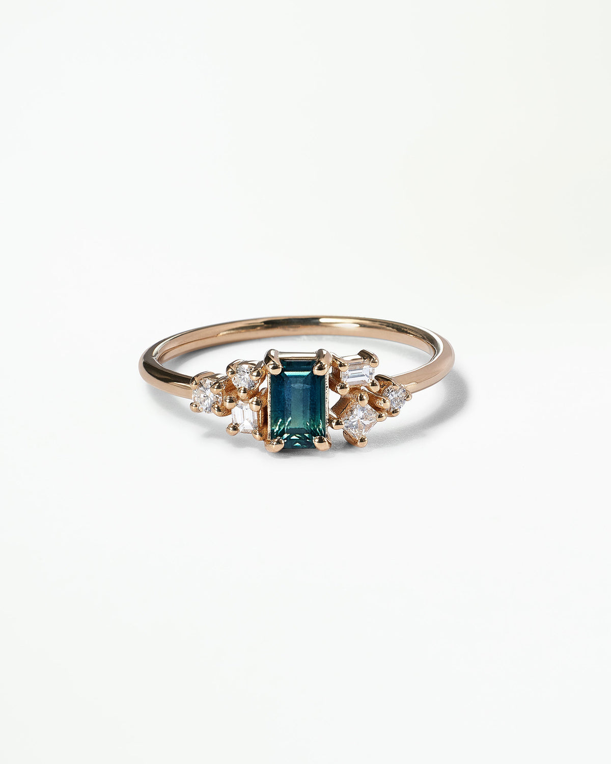 Emerald Cut Sapphire and Diamond Mosaic Ring No. 38