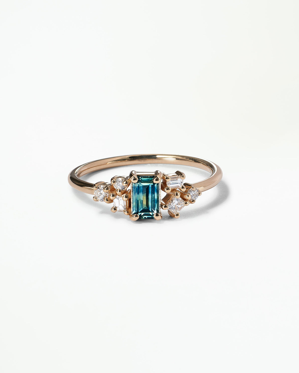 Emerald Cut Sapphire and Diamond Mosaic Ring No. 38