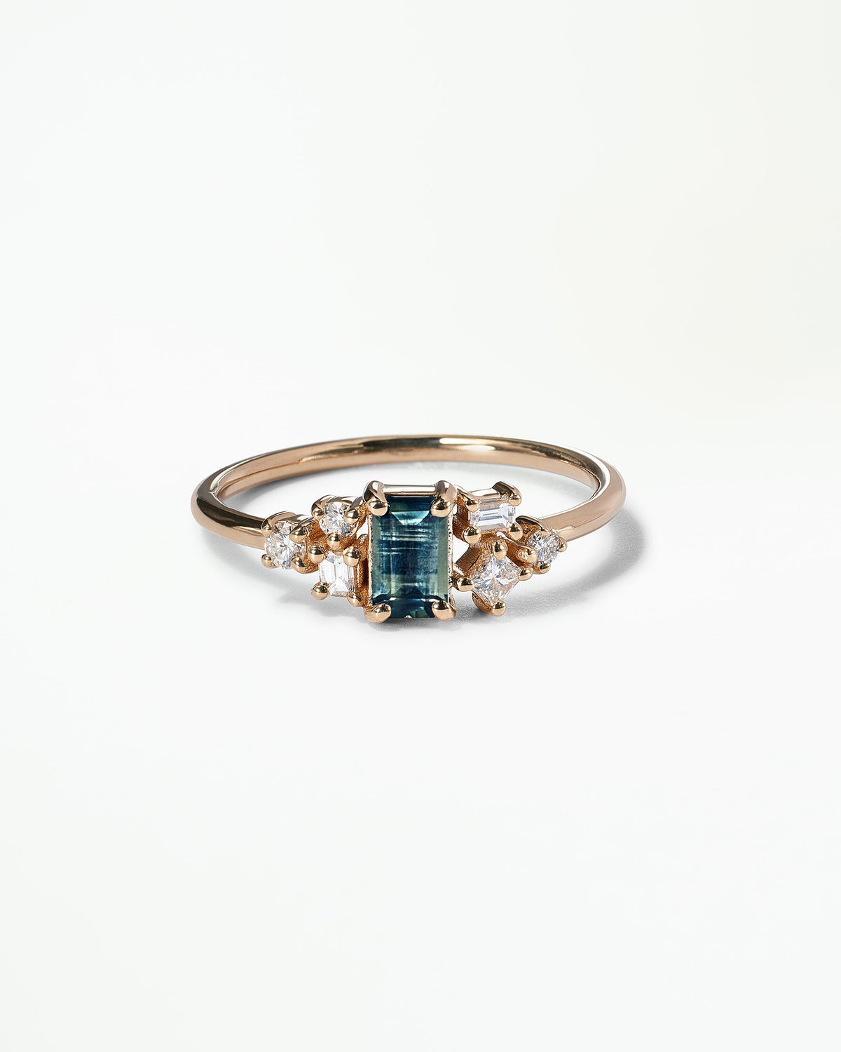 Emerald Cut Sapphire and Diamond Mosaic Ring No. 38