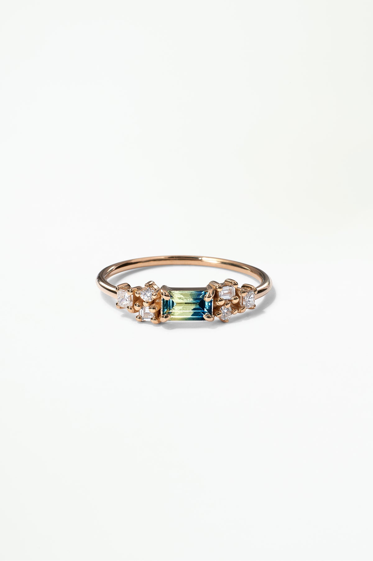 Emerald Cut Sapphire and Diamond Mosaic Ring No. 39