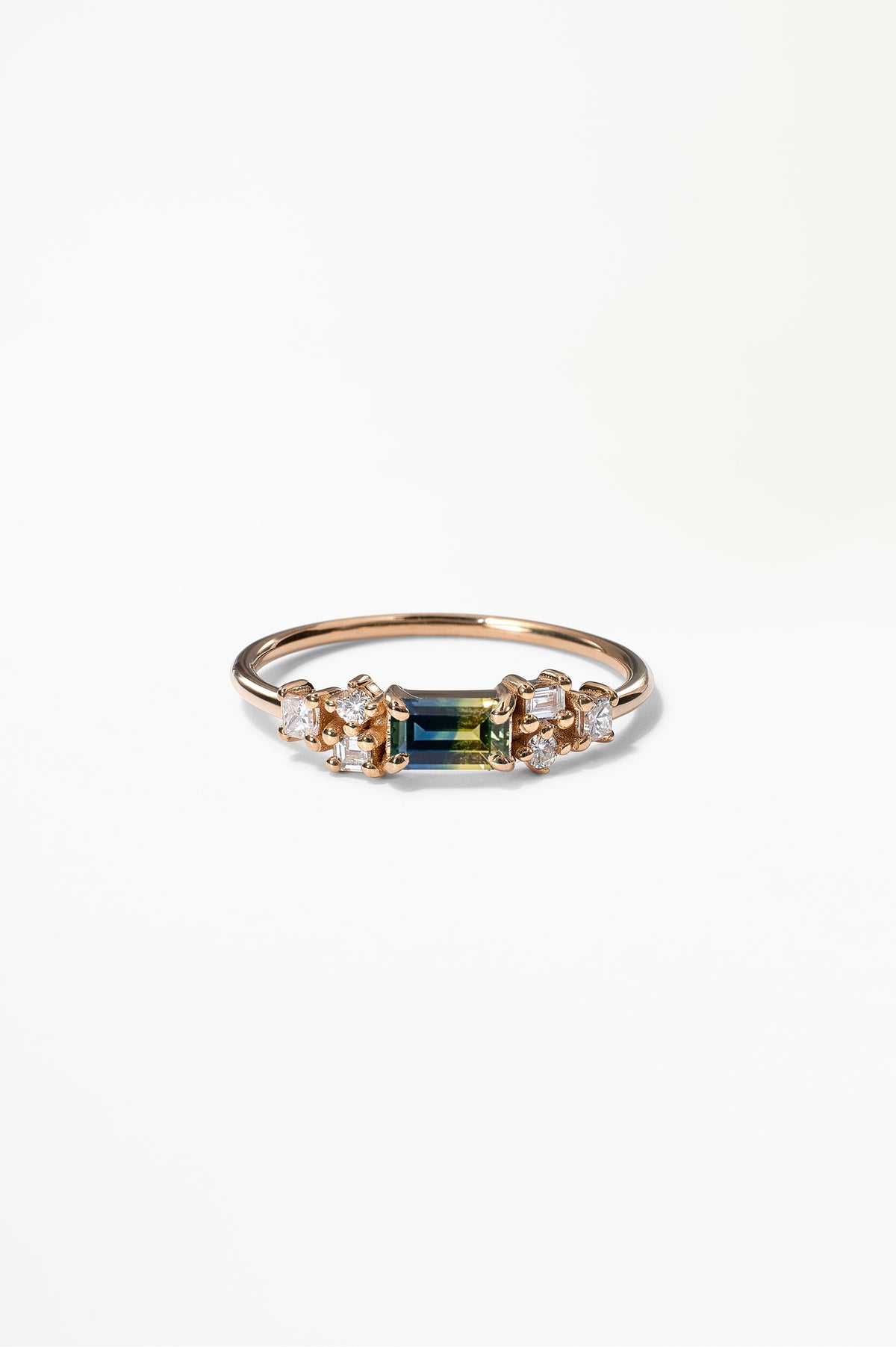 Emerald Cut Sapphire and Diamond Mosaic Ring No. 39
