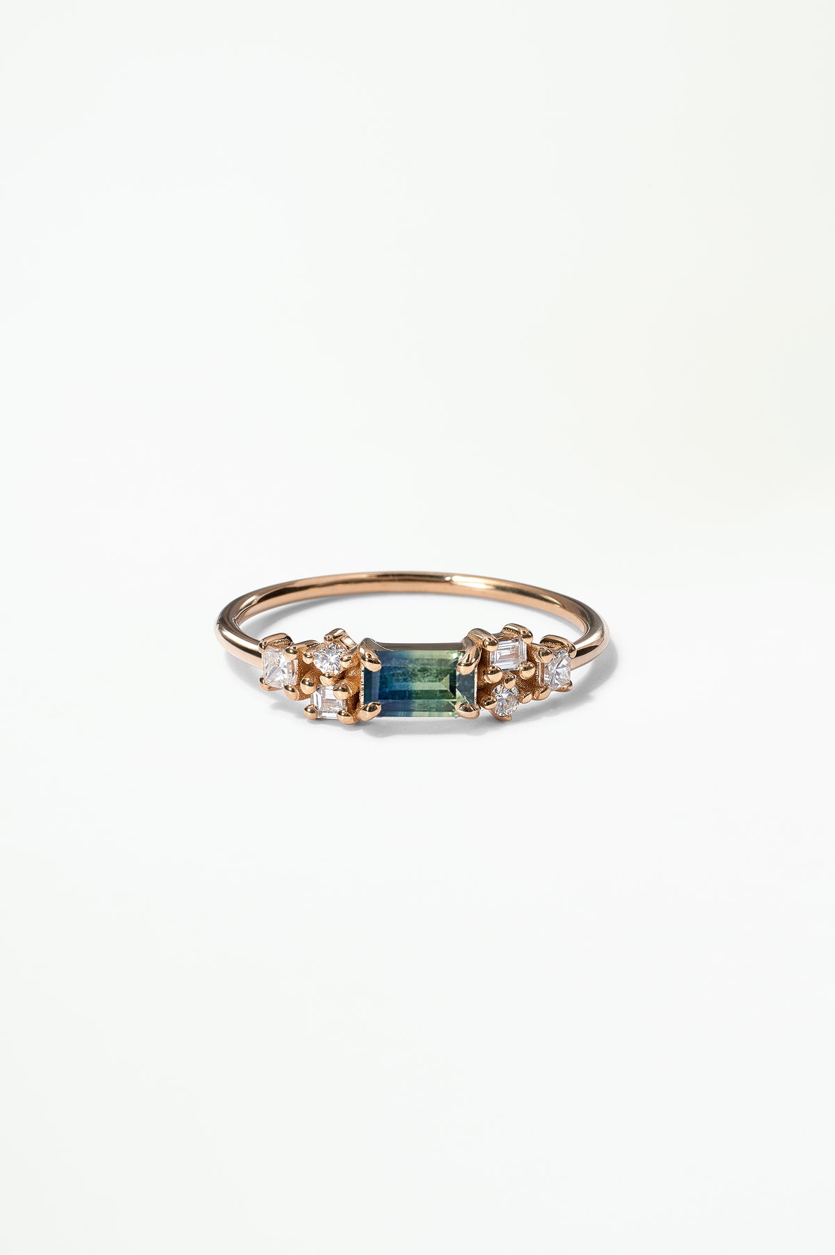 Emerald Cut Sapphire and Diamond Mosaic Ring No. 39