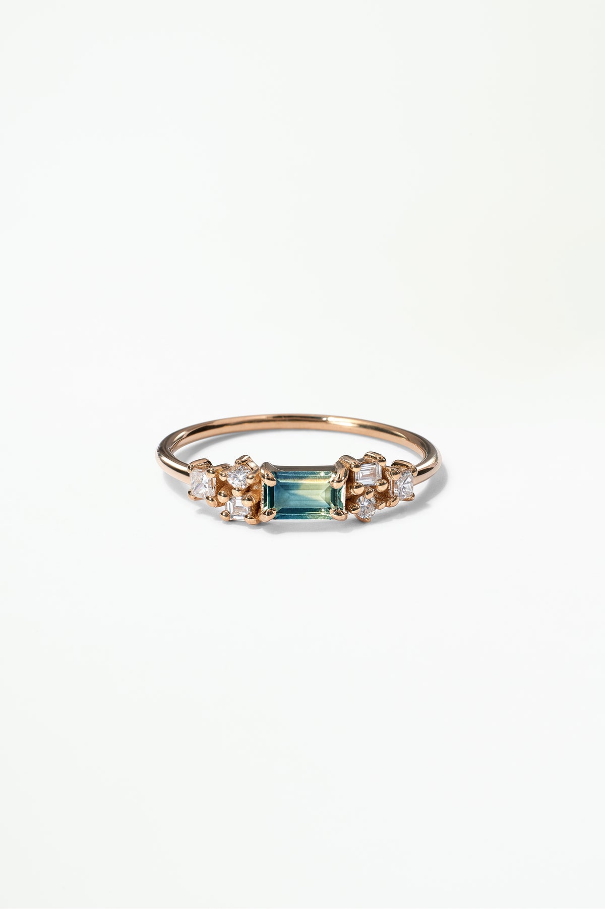 Emerald Cut Sapphire and Diamond Mosaic Ring No. 39