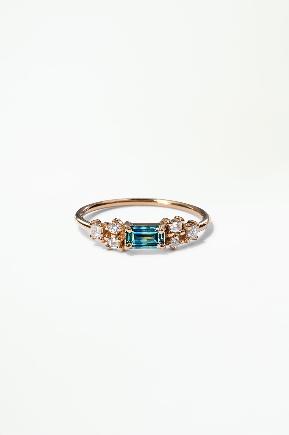 Emerald Cut Sapphire and Diamond Mosaic Ring No. 39