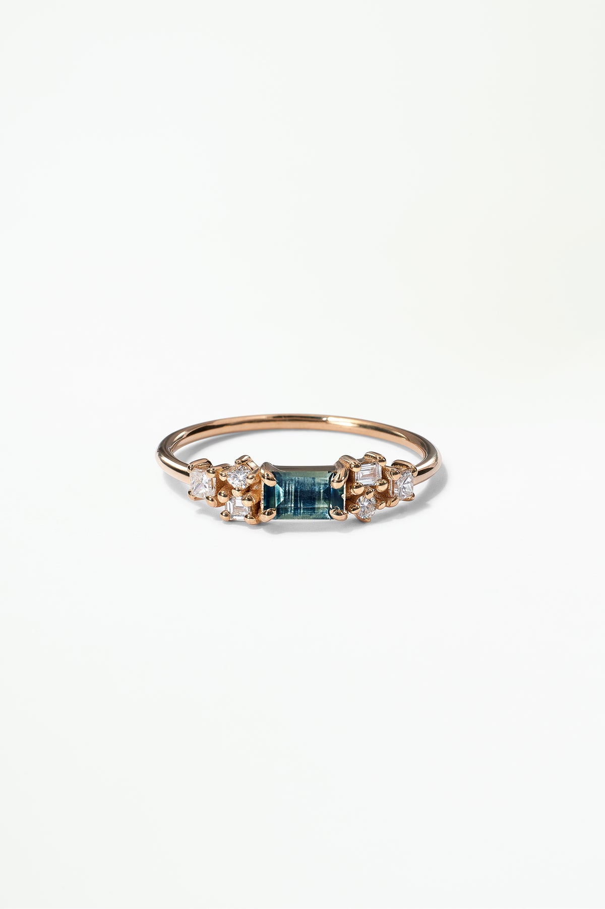 Emerald Cut Sapphire and Diamond Mosaic Ring No. 39