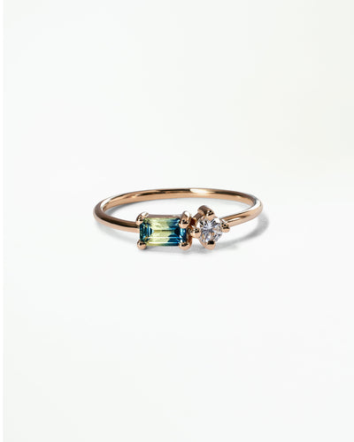Emerald Cut Sapphire and Diamond Mosaic Ring No. 43