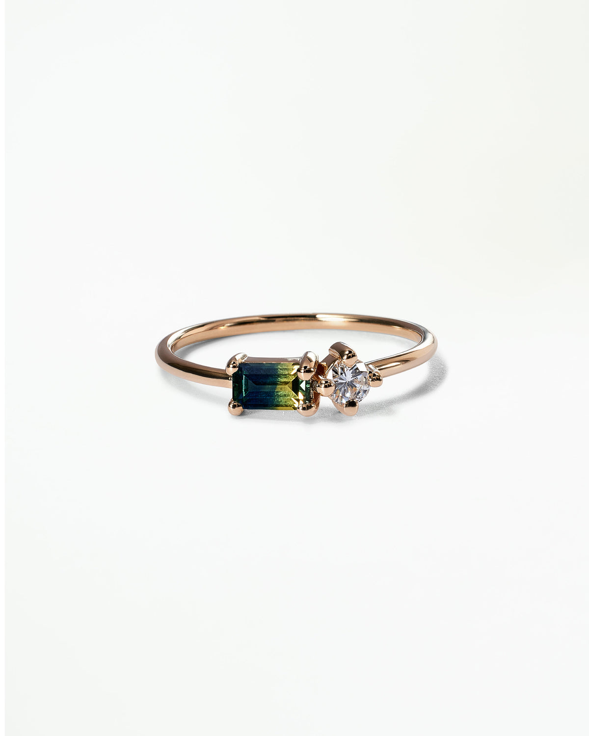 Emerald Cut Sapphire and Diamond Mosaic Ring No. 43