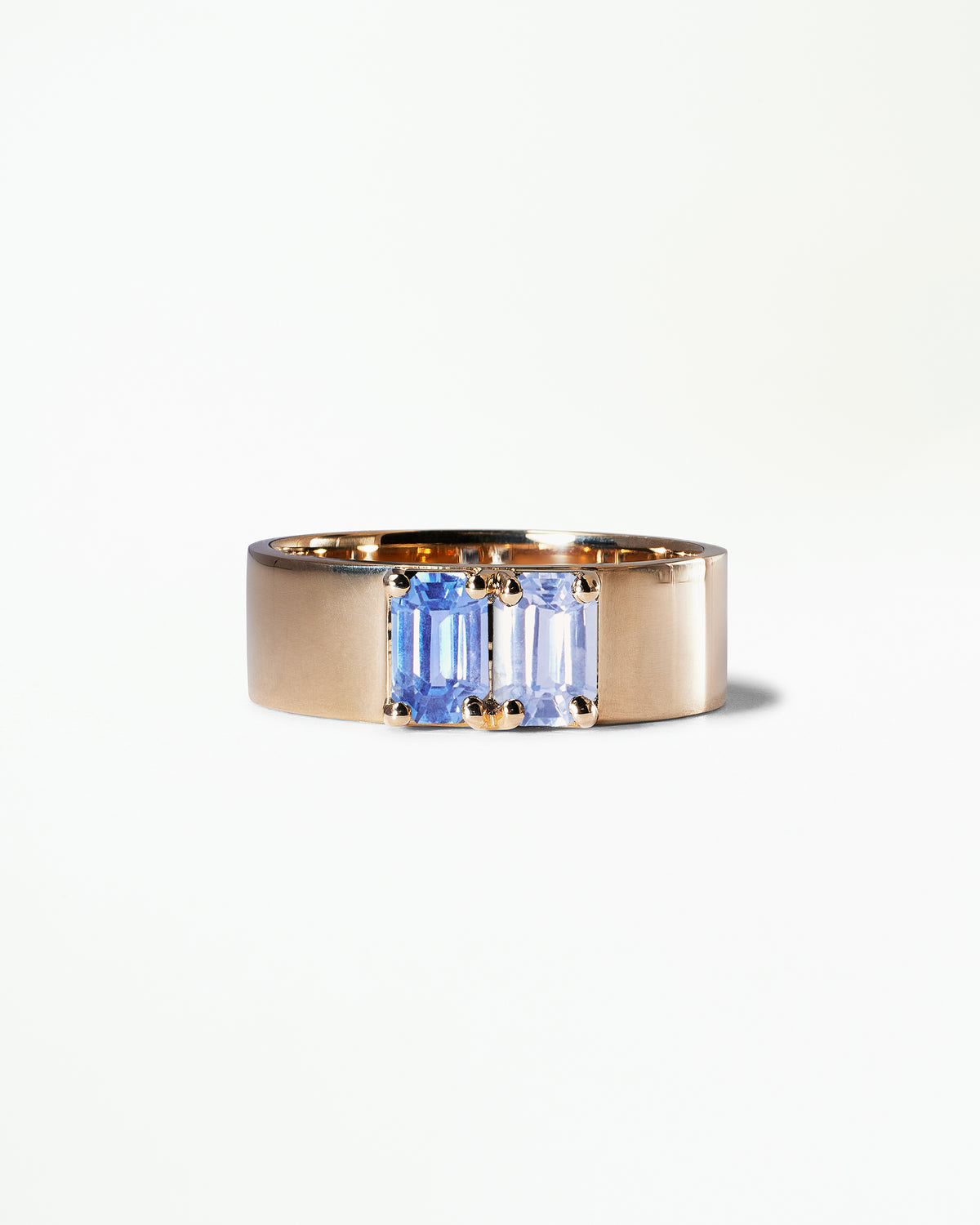 Emerald Cut Tonal Sapphire Menhir Ring