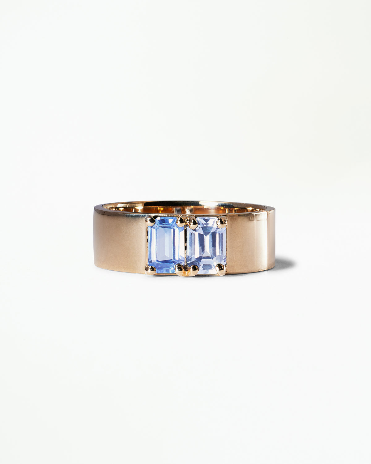 Emerald Cut Tonal Sapphire Menhir Ring