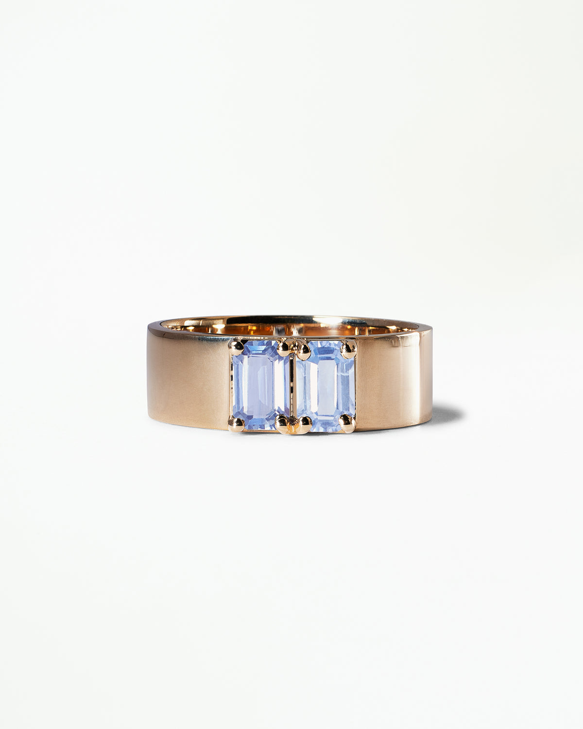 Emerald Cut Tonal Sapphire Menhir Ring