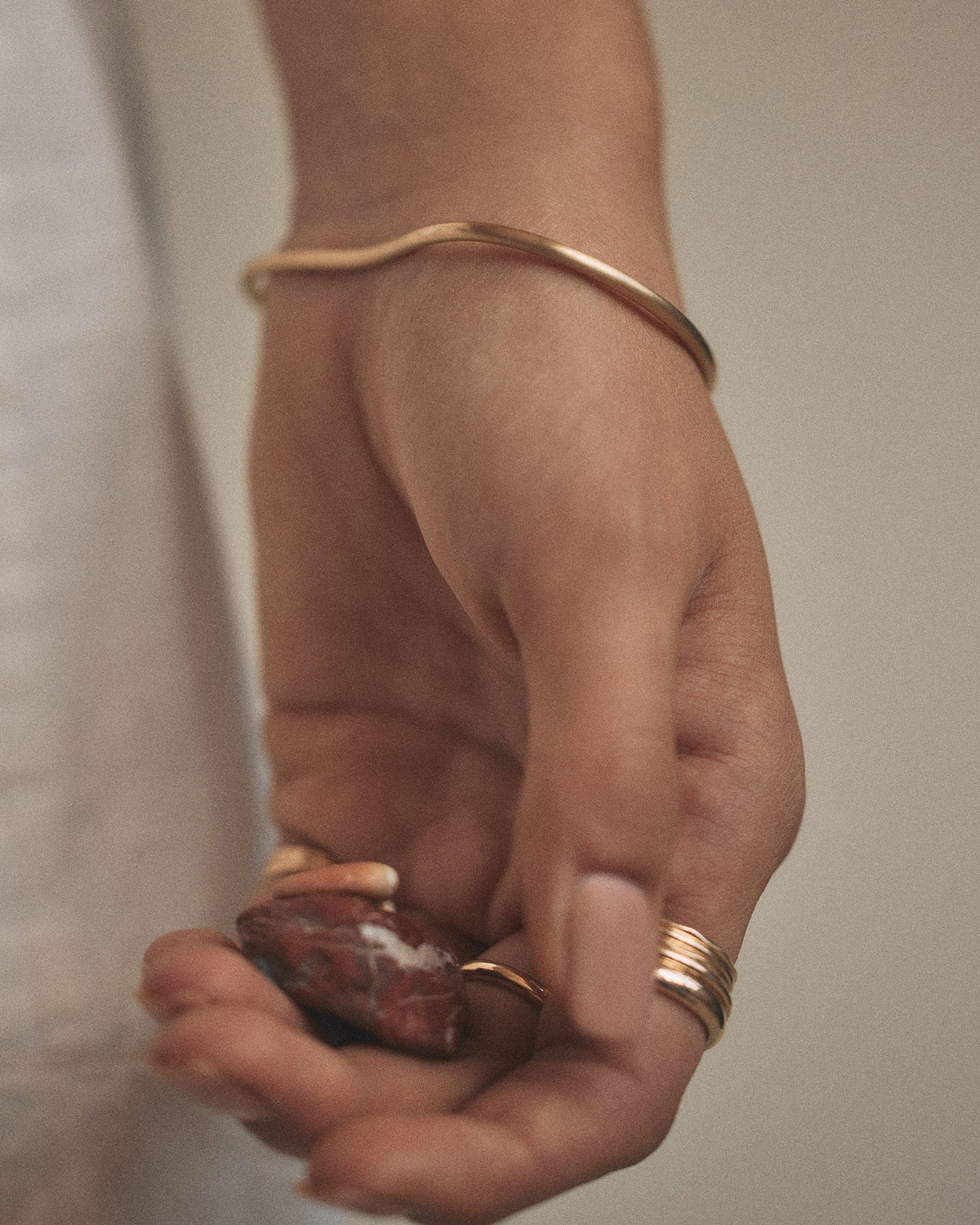 Gold Bean Bangle Bracelet