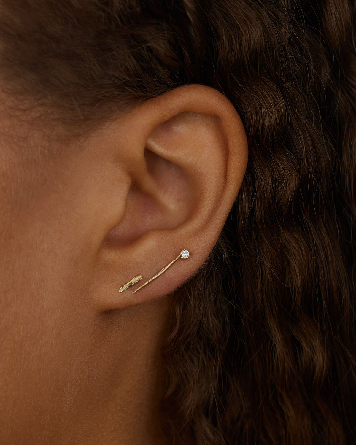 Gold Stick Wisp Earring