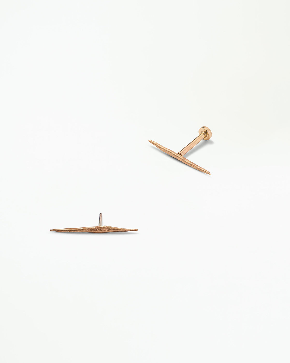 Gold Stick Wisp Flat Back Earring
