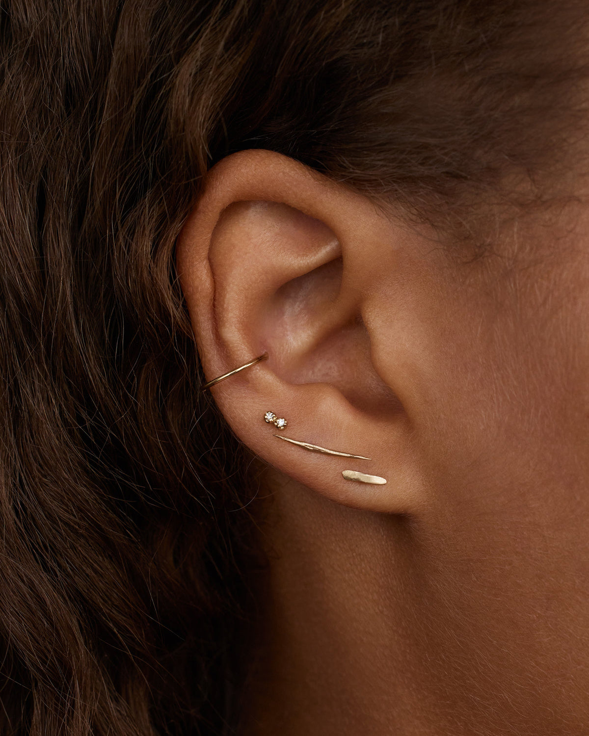 Gold Stick Wisp Flat Back Earring