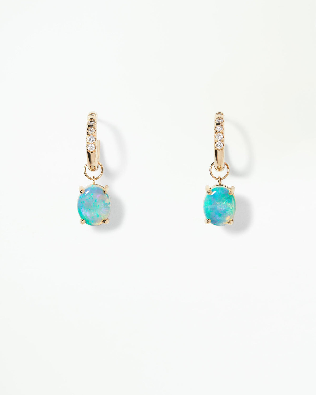 Graduated Diamond and Opal Hoop Earring