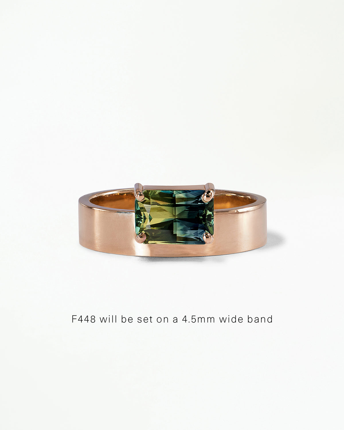 Horizontal Emerald Cut Gemstone Monolith Ring