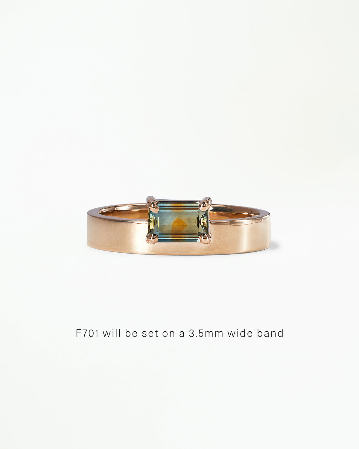 Horizontal Emerald Cut Gemstone Monolith Ring