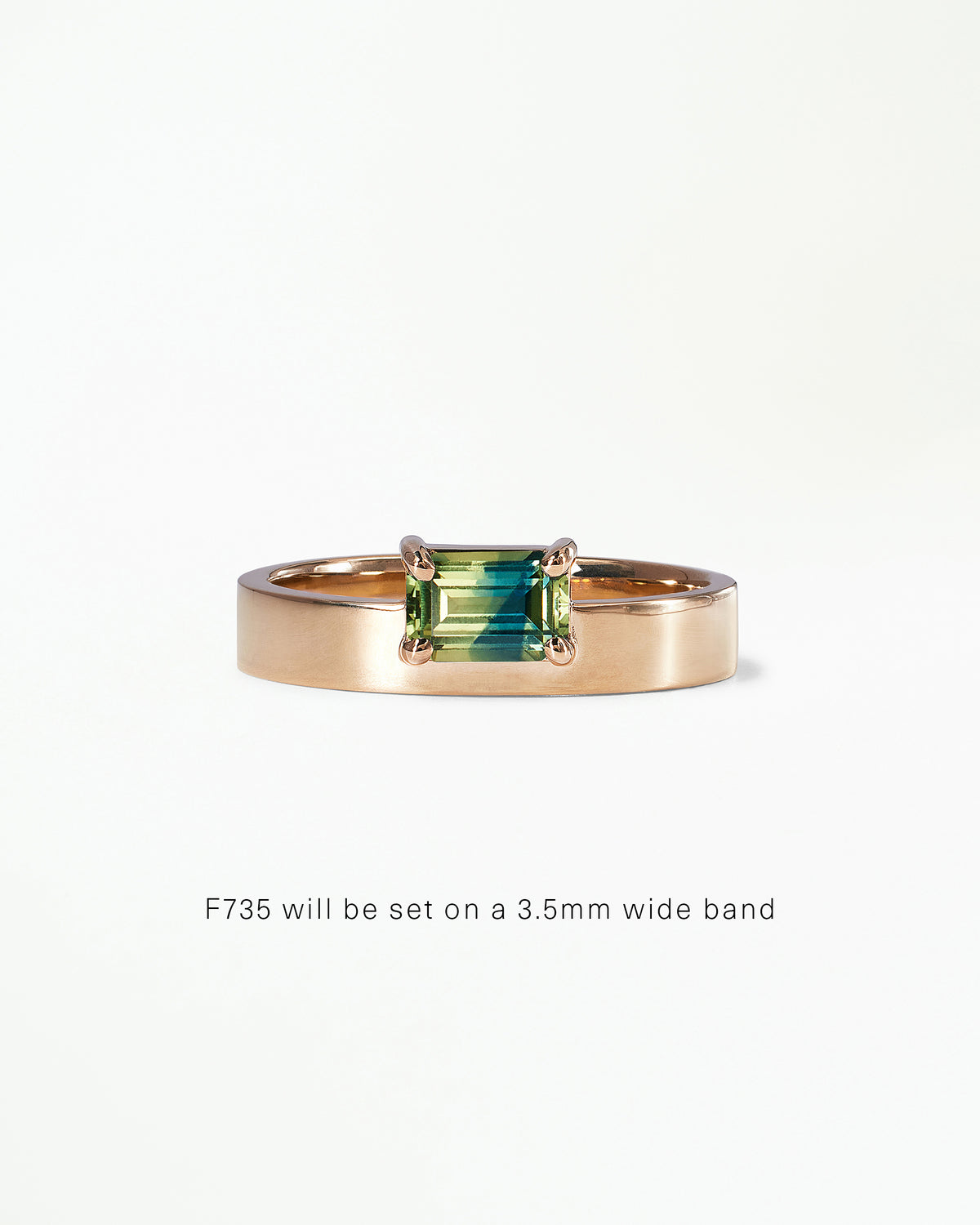 Horizontal Emerald Cut Gemstone Monolith Ring