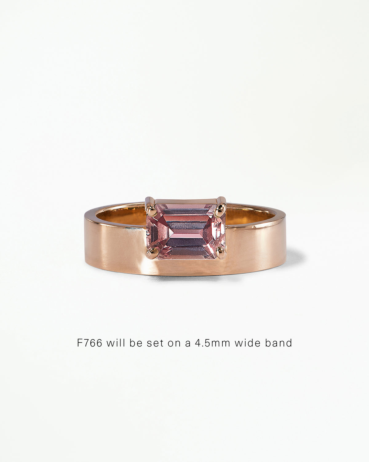 Horizontal Emerald Cut Gemstone Monolith Ring