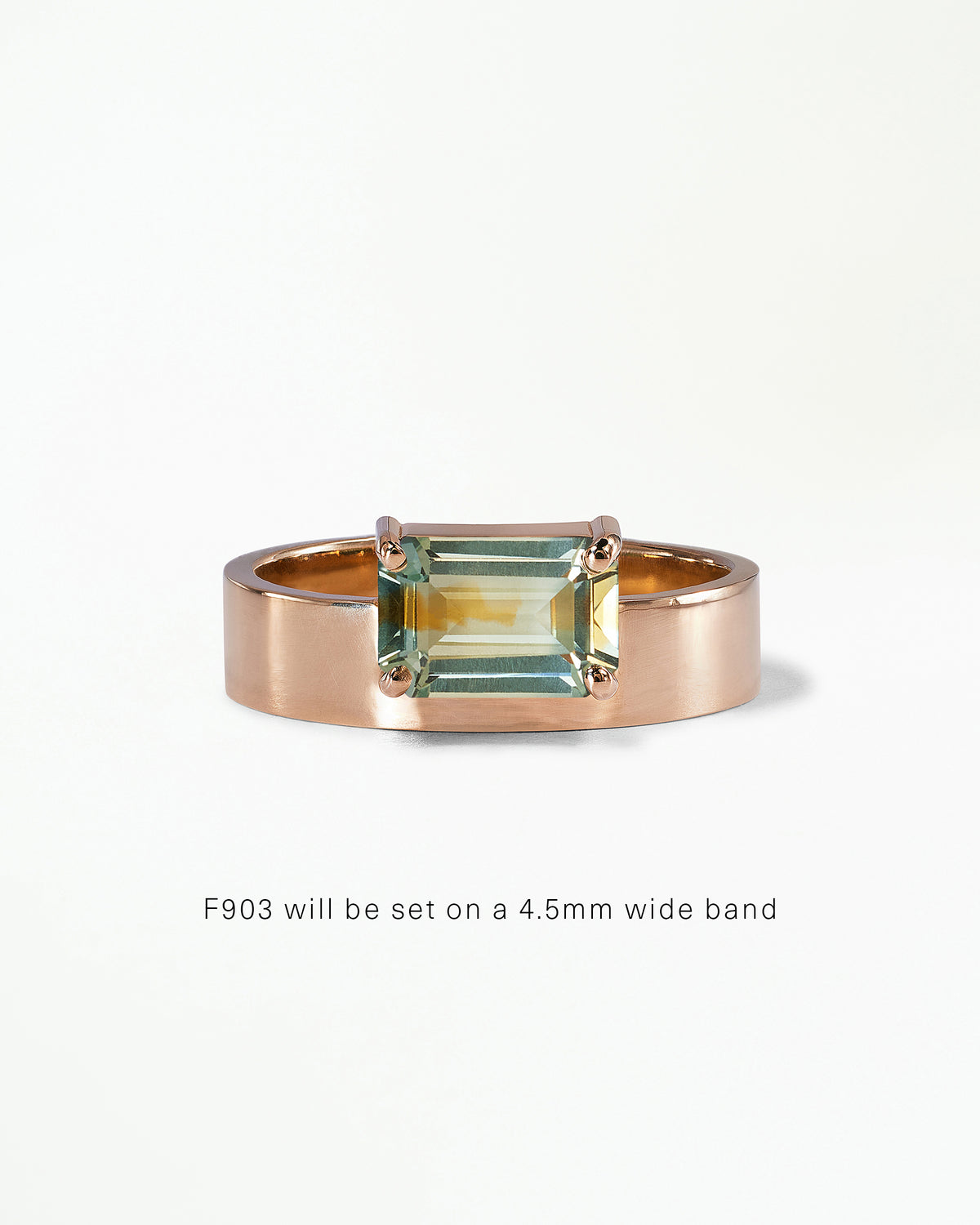 Horizontal Emerald Cut Gemstone Monolith Ring