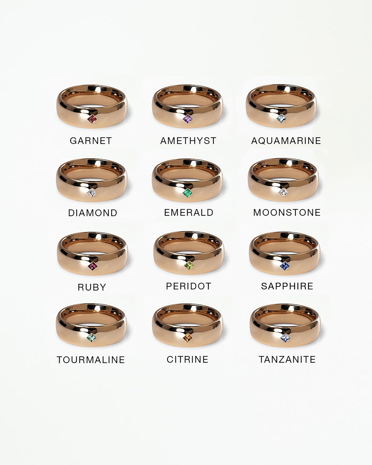 Large Birthstone Row Ring